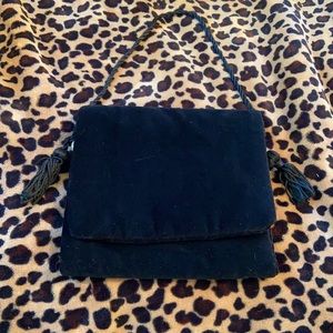 Hand crafted black cotton velvet evening bag